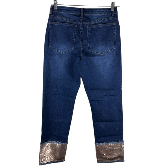 Tru Luxe Jeans Sequin Cuff Ankle Cropped Size 4 - Picture 7 of 8